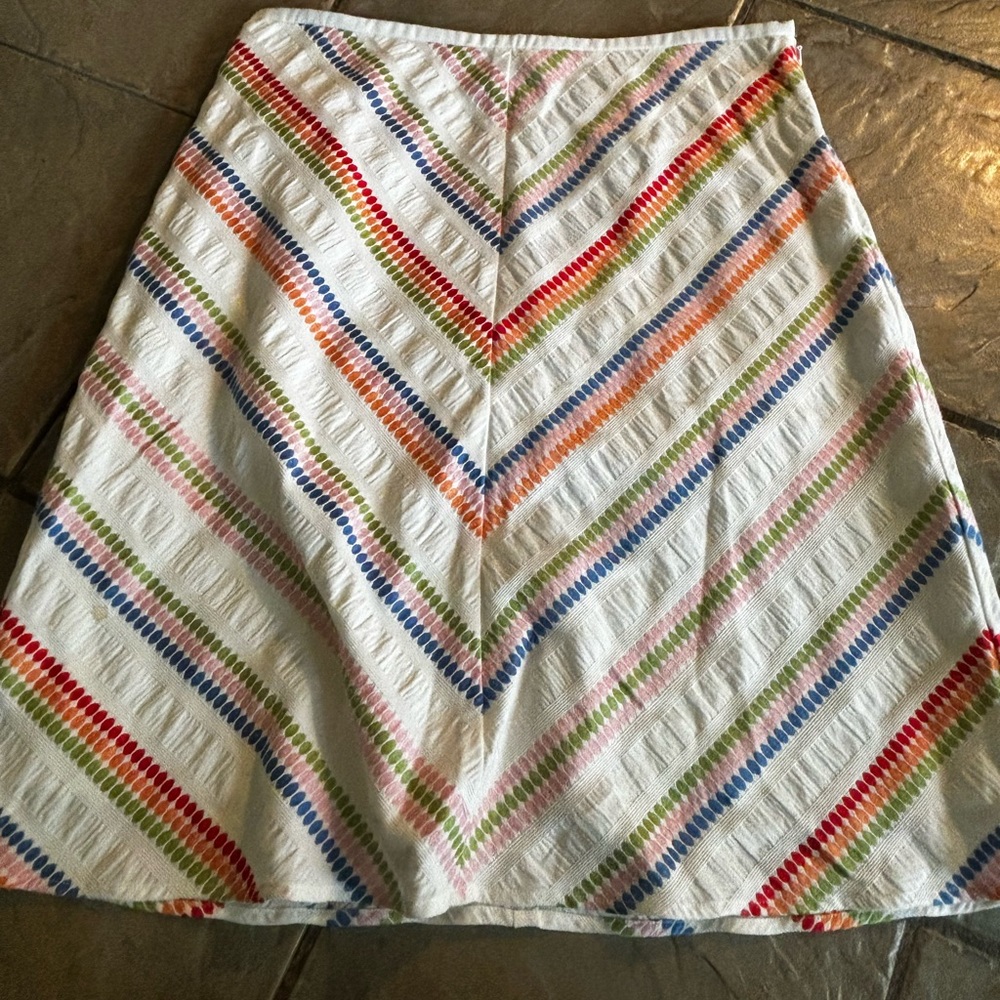 Talbots Vintage Rainbow Embroidered Stipe Skirt Size 12
